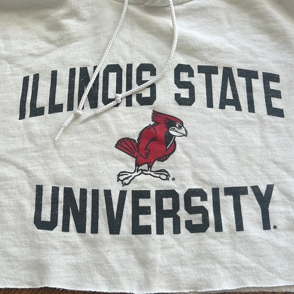 🎓Illinois State ISU college REDBIRDS long sleeve cut off hoodie sweatshirt  M - Picture 2 of 5